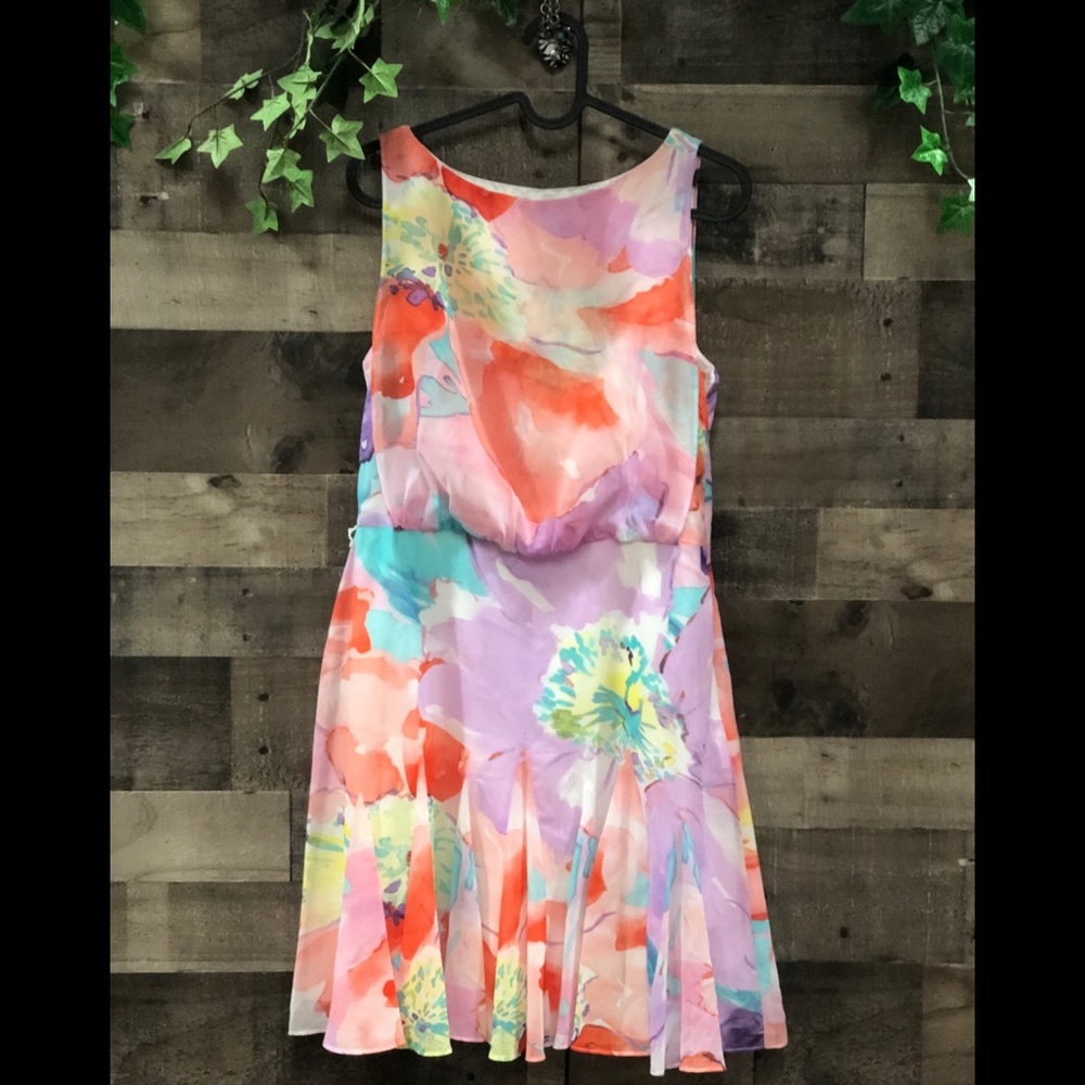 Ralph Lauren Watercolor Print Multicolor Dress